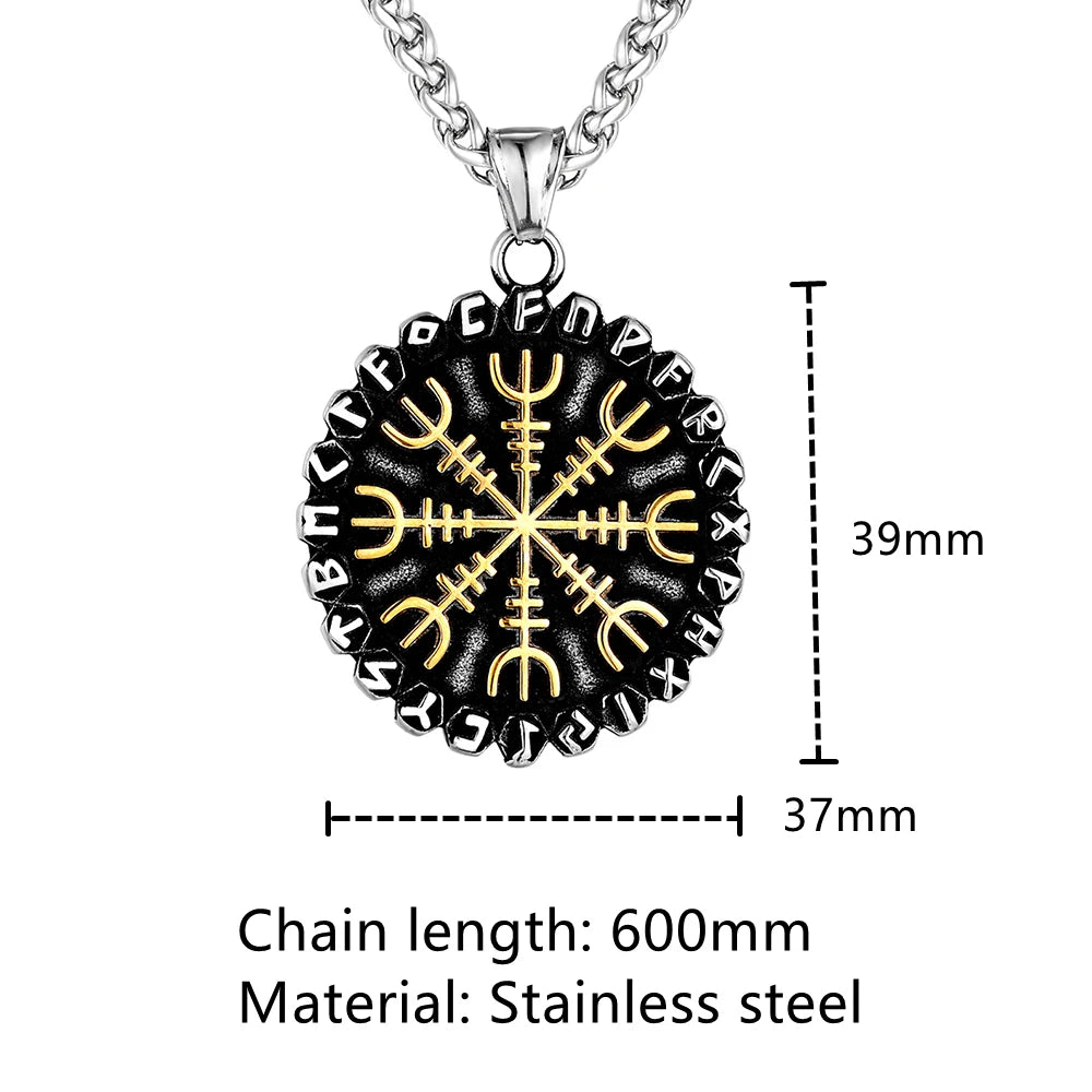 Viking Vegvisir Stainless Steel Pendant Necklace