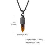 Black Agate Pendant Necklace — Stainless Steel