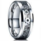 Fashion 8mm Stainless Steel Celtic Dragon Rings For Men Inlay Purple Carbon Fiber Rings Wedding Band Jewelry Birthday Gifts