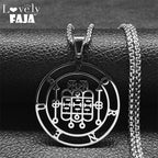 Demon Silver Pendant Seal Forneus Round Colares