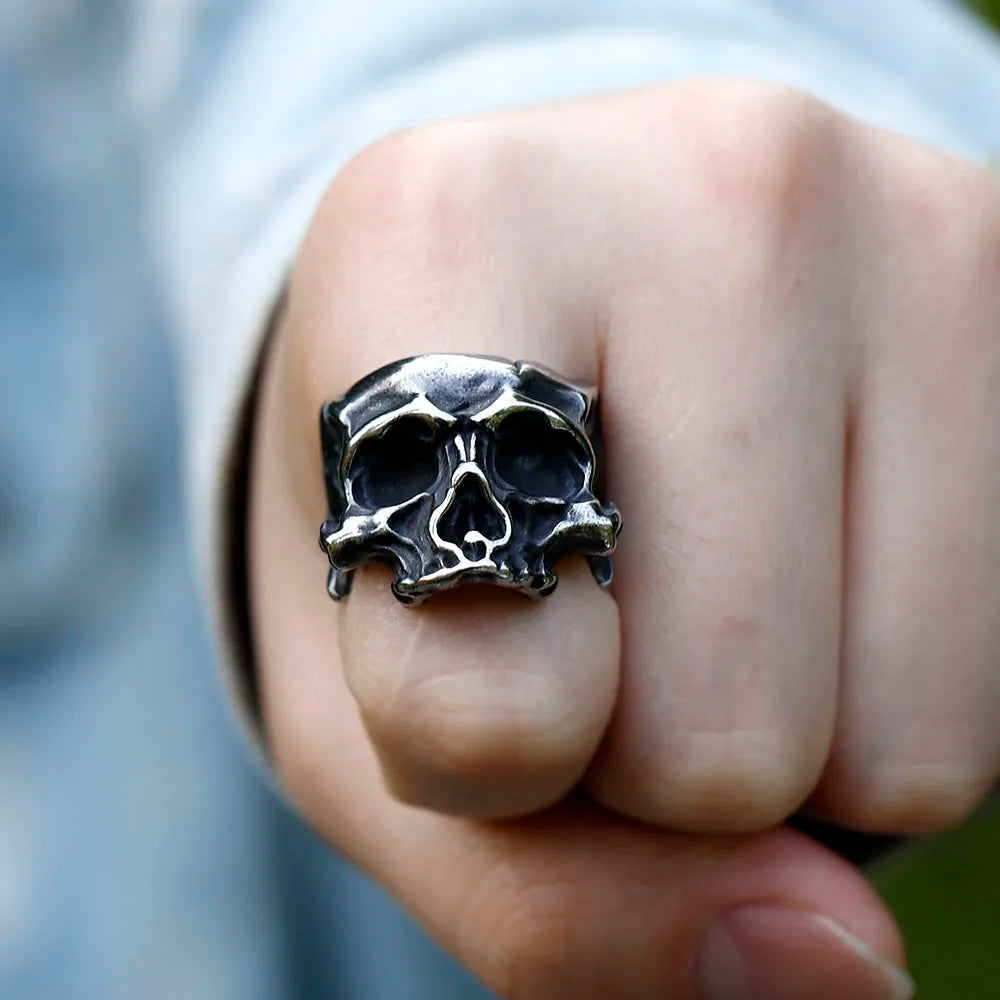 NEW Men's 316L stainless-steel rings retro Motorcyclist skull RING for teens gothic punk Jewelry Gift free shipping