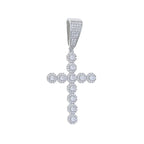 New Iced Out Bling CZ Cross Pendant Necklace Silver Color Prong Setting Cubic Zirconia Jesus Charm Men Women Hip Hop