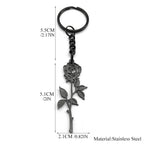 Rose Flower Silver Pendant Keychain — Stainless Steel