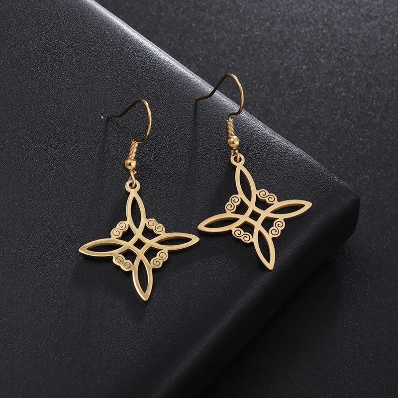 Witchcraft Witch Knot Necklace Irish Trinity Knot Triple Spiral Pendant Stainless Steel Ankh Cross Pentagram Amulet Jewelry