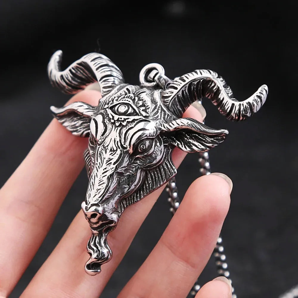 Baphomet Goat Head Pendant Necklace — Stainless Steel