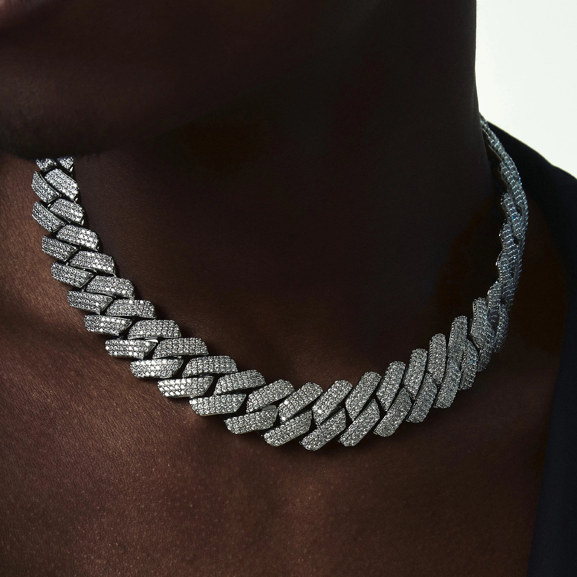 Big Heavy Hip Hop ice Men Boy Jewelry Micro Pave CZ Rose Gold Two Tone Color Rock Punk Ice Out Cuban Chain Necklace 19mm
