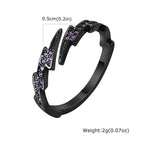 Iced Out Zircon Lightning Open Ring — Stainless Steel