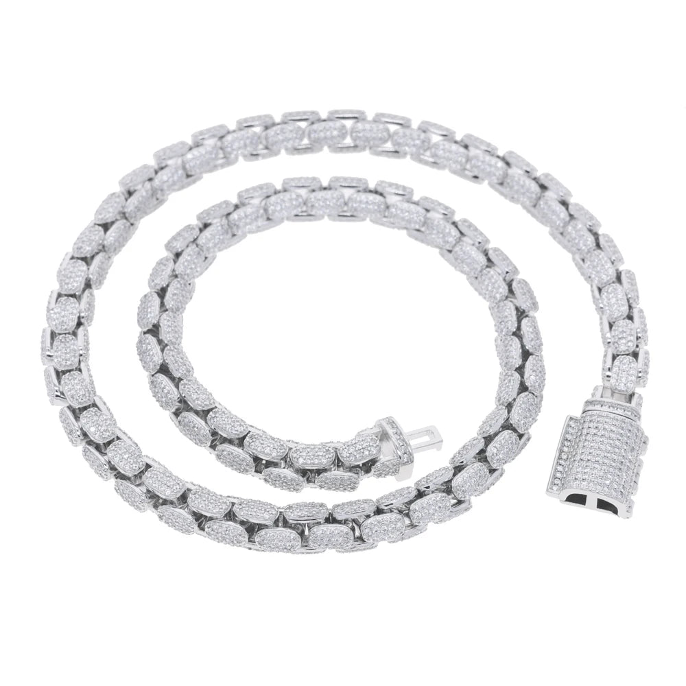 Iced Out Bling Zircon Pave Reptile Snake Chain CZ Miami Box Clasp Cuban Link Chain Necklace Hip Hop Fashion Men Jewelry