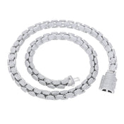 Iced Out Miami Cuban Snake Chain, Pave CZ, Box Clasp — Steel