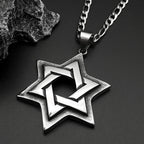 Jewish Star of David Pendant Necklace — Stainless Steel