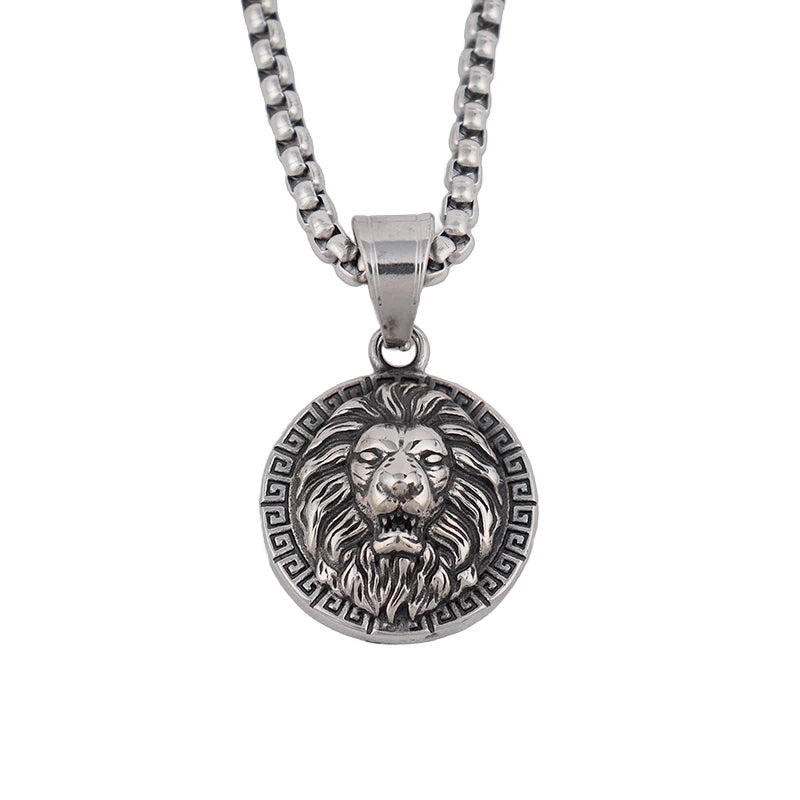 Small Lion Head Pendant Necklace — Stainless Steel