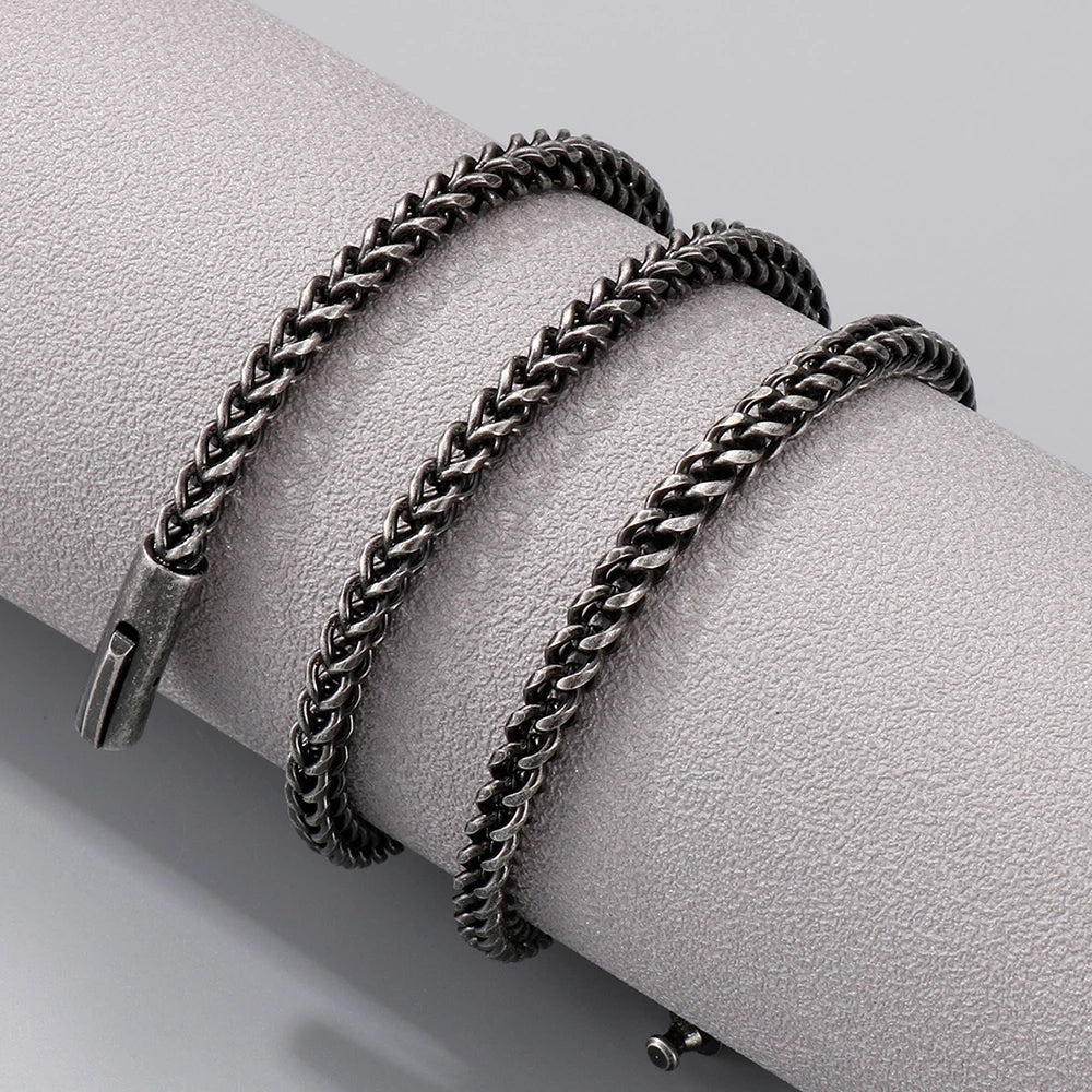 Vintage 4.5MM Curb Link Chain Necklace Man Stainless Steel Men's Chain Necklaces Choker for Man 50/55/60CM Long Viking