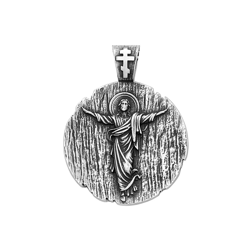 Jesus Round Pendant — Stainless Steel
