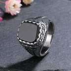Natural 10*12mm Big Black Agate Stone Vintage Ring For Men Women,Noble Atmospheric Temperament Silver Plated Jewelry Rings Gifts