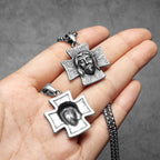 Jesus Face Cross Pendant Necklace for Men — Stainless Steel