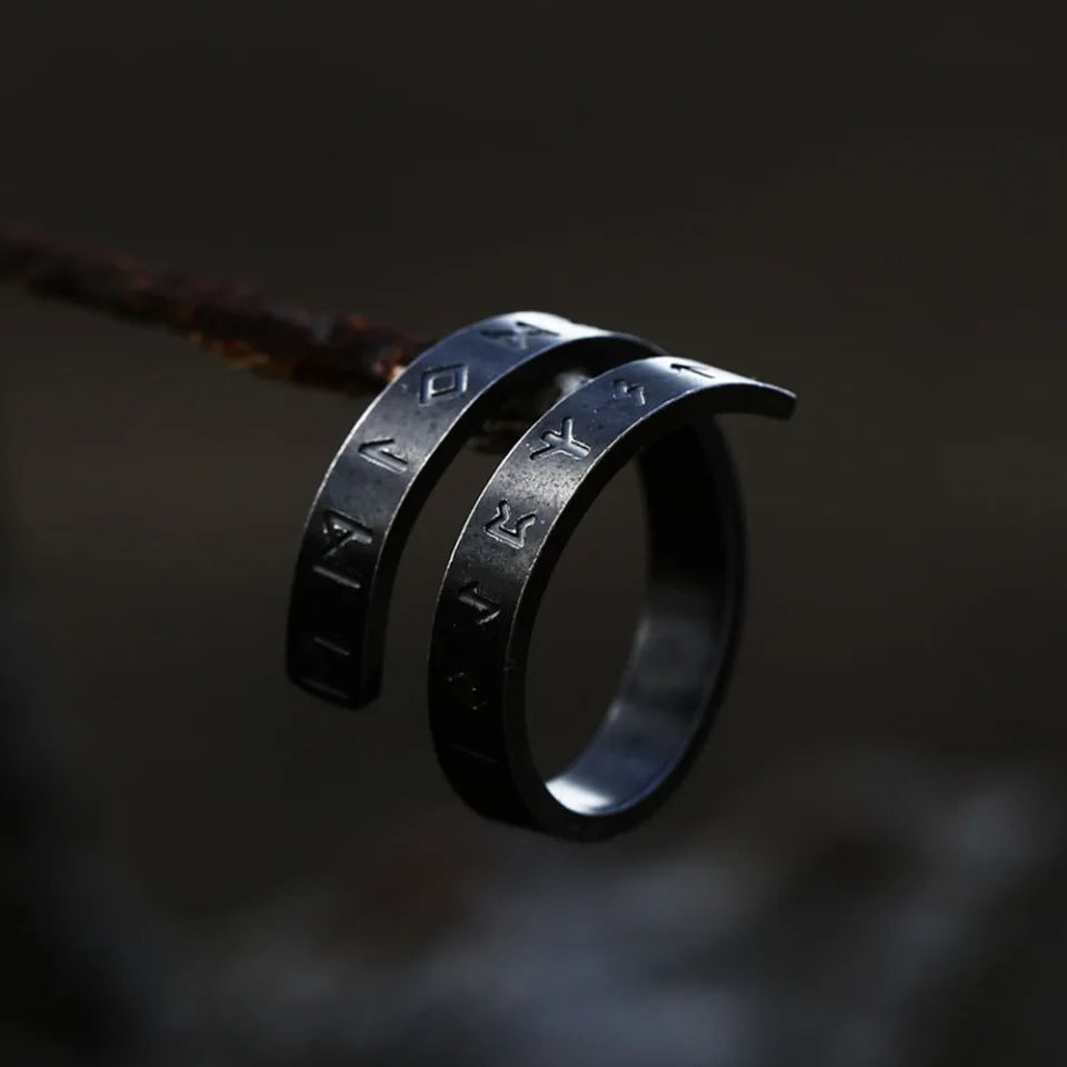 Simple Creative Design Viking Rune Ring For Men Women Stainless Steel Punk Biker Opening Rings Fashion Vintage Jewelry