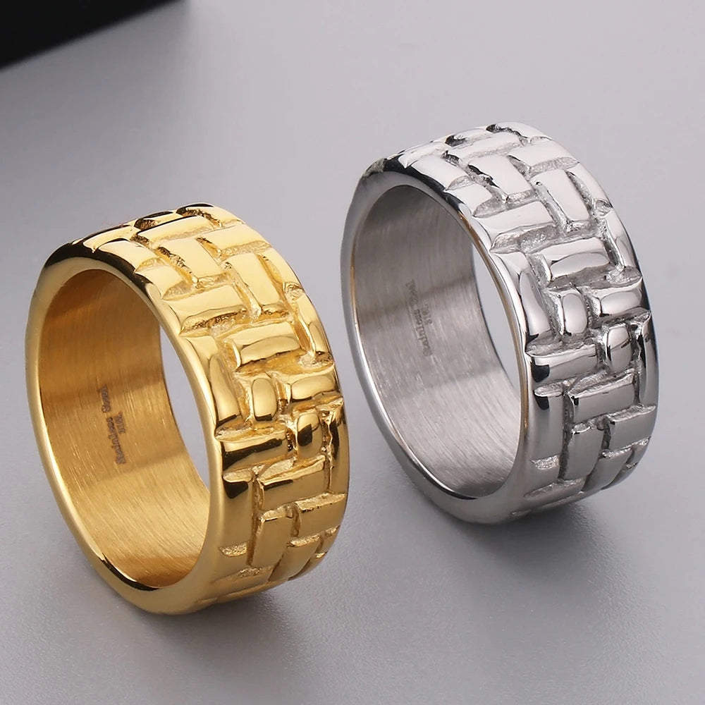 Waterproof Luxury Gold Color Stainless Steel Rings for Man Mens Rings Cool Birthday Jewelry Accessory Gifts for Him