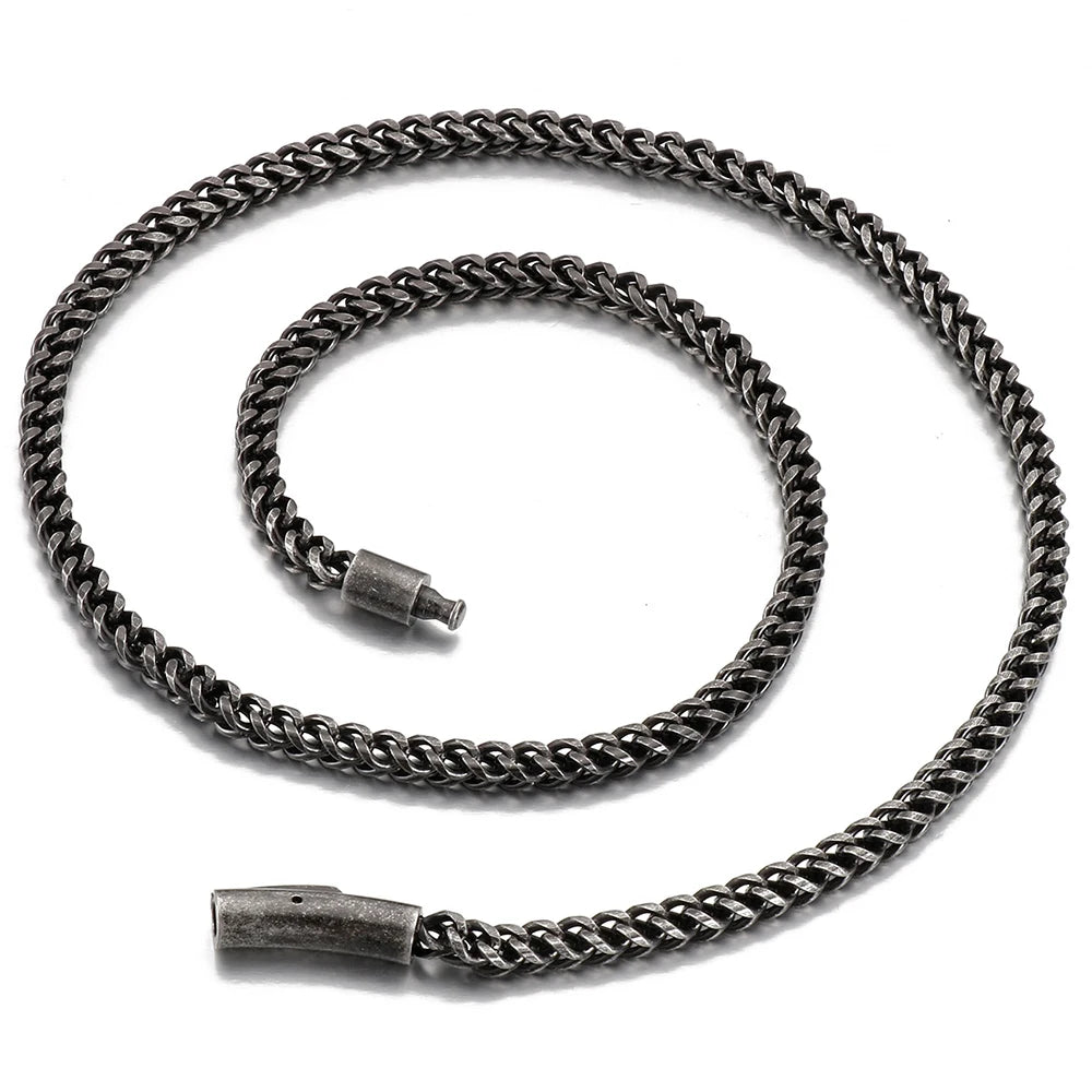 Vintage 4.5MM Curb Link Chain Necklace Man Stainless Steel Men's Chain Necklaces Choker for Man 50/55/60CM Long Viking