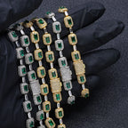 Tennis Chain Necklace Stainless Steel Green CZ