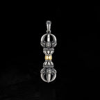 Ethnic Style Gold Silver Collision Vajra Pendant For Men Jewelry Blessing Ward Off Evil Vajra Pestle Necklace Male