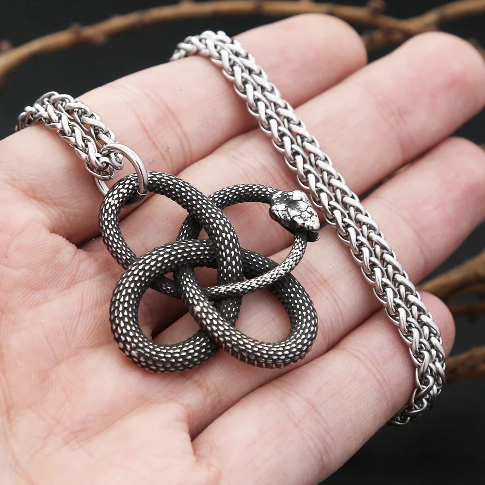Ouroboros Snake Pendant — Stainless Steel