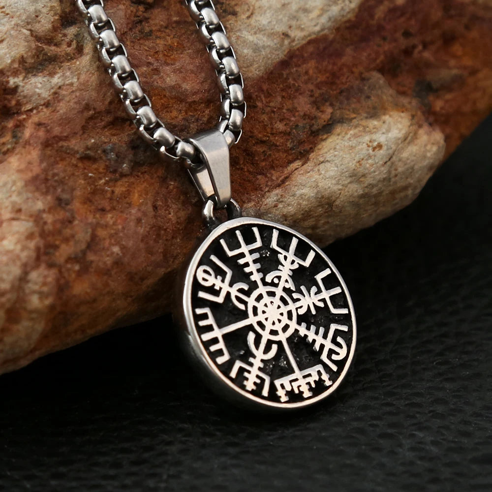 Viking Compass Pendant — Stainless Steel