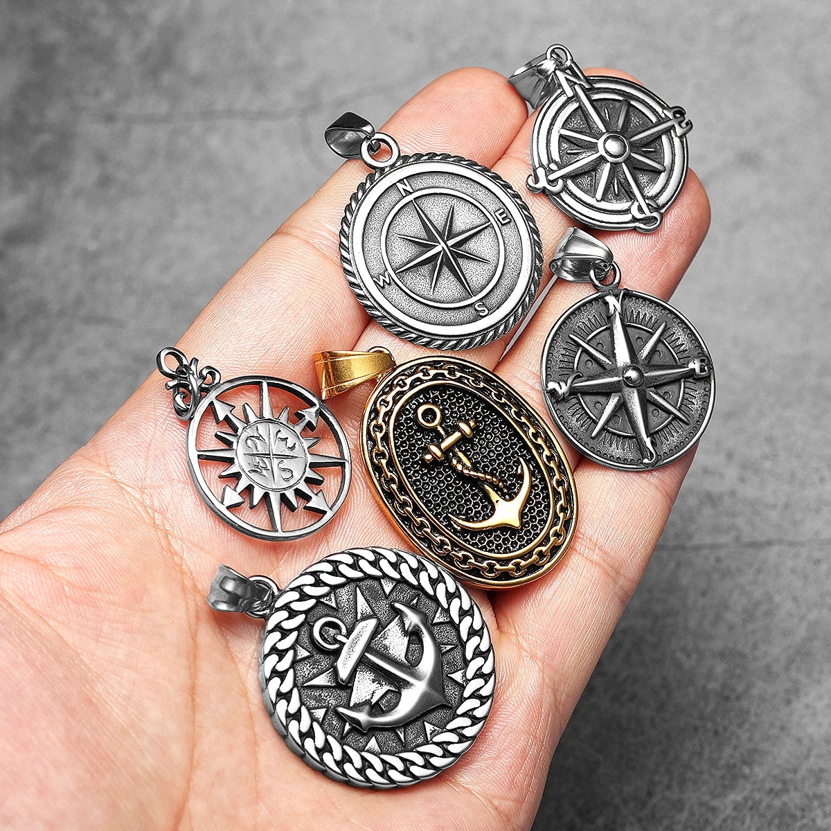 Compass Stainless Steel Pendant Necklace