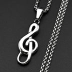 Musical Note Treble Clef Pendant Necklace For Women Men Stainless Steel Gold Color Hiphop Fashion Daily Wear Gift