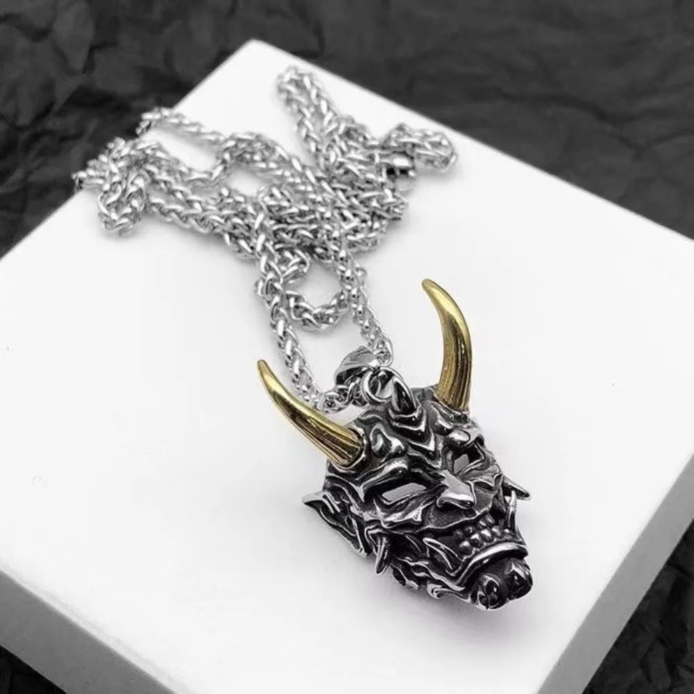 Street Retro Cool Exaggerate Stainless Steel Creative Clavicle Chain Wheat Chain Ox Head Choker Man Necklace