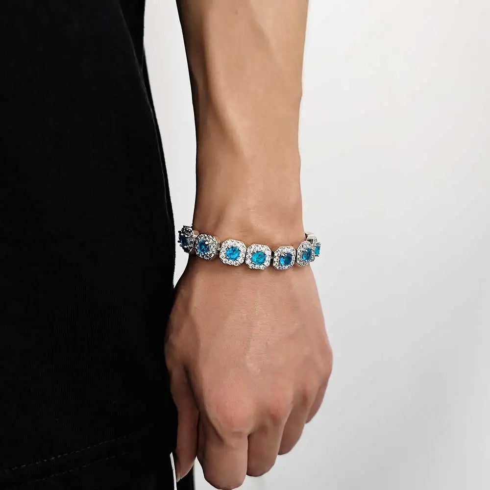 Tennis Chain Bracelet Gemstone Cluster