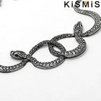 Medusa Double Snake Pendant Necklace — Two-Tone