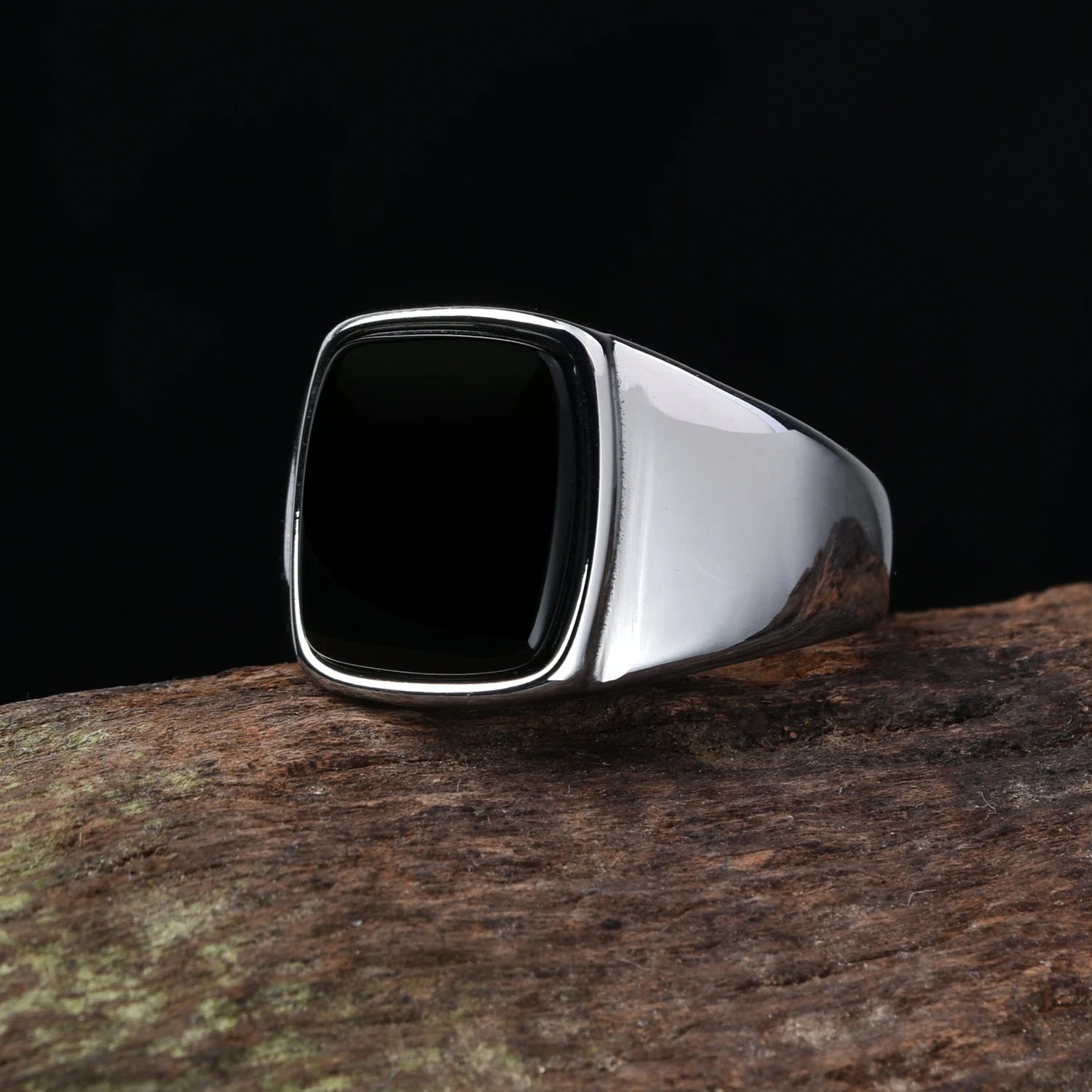 A3508 Men's/Women Trend High Quality 316LStainless Steel Multiple Colors Gemstone Style Onyx Golden Rings Jewelry