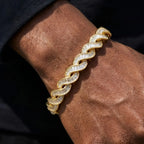 Iced Out Infinity Baguette Twist Cuban Bracelet 10mm — Two-Tone
