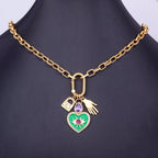 Nidin Hot Sale New Fashion Geometric Paperclip Link Chain Evil Eye Palm Shape Pendant Necklace For Women Men Jewelry