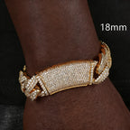 Iced Out Cuban Chain Necklace Stainless Steel 18MM