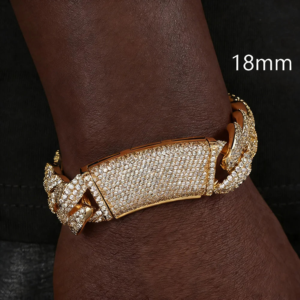 Iced Out Cuban Chain Necklace Stainless Steel 18MM