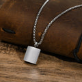 Box Chain Urn Pendant Necklace — Stainless Steel