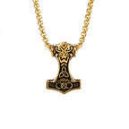 Viking Thor Hammer Pendant Necklace For Men Fashion Gold/Silver Color Stainless Steel Necklace Viking Amulet Jewelry Never Fade