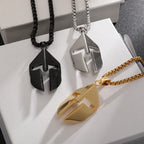 Greek Warrior Helmet Pendant Necklace — Stainless Steel
