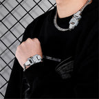 Hip-hop Functional Buckle Thick Chain Metal Lock Necklace Bracelet Personality Street Men and Women Accessories Gift