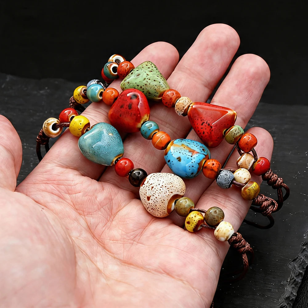 Rope Ceramic Bead Bracelet — Stainless Steel