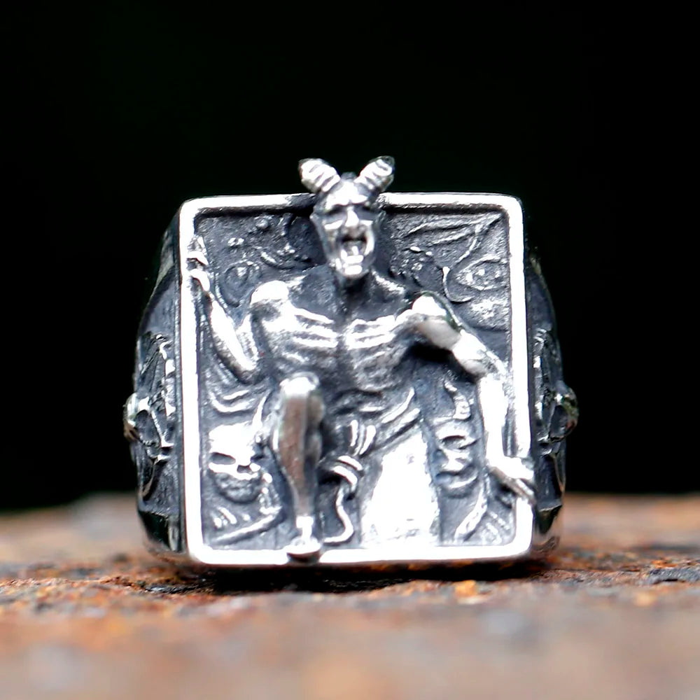 Satanic Baphomet Ring — Lucifer, Stainless Steel