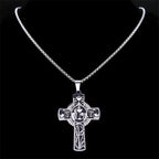 Christian Christ Eucharist Halo Grape Juice Cross Necklace Stainless Steel Men Women Catholic Holy Spirit Church Chain