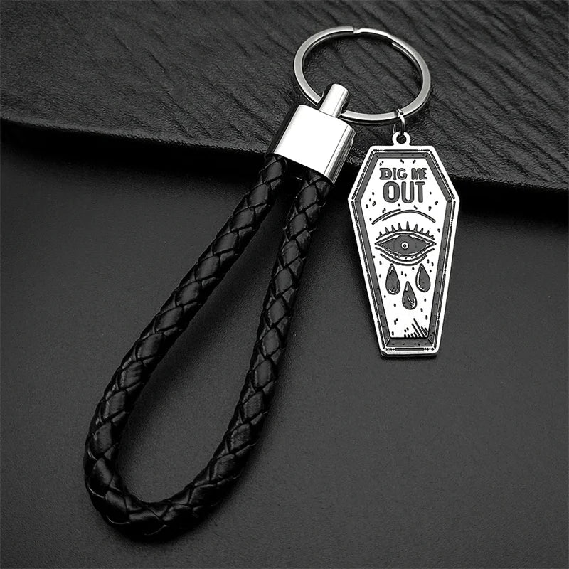 Key Silver Ring Gothic Dark Punk Dig Out Coffin