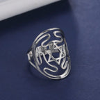 Wheel of Hecate Symbol Adjustable Ring — Stainless Steel