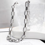 Men Thick Rectangle Paperclip Link Choker Necklace 316L Stainless Steel No Pendant Minimalist Hop Street Layer Neck Jewelry