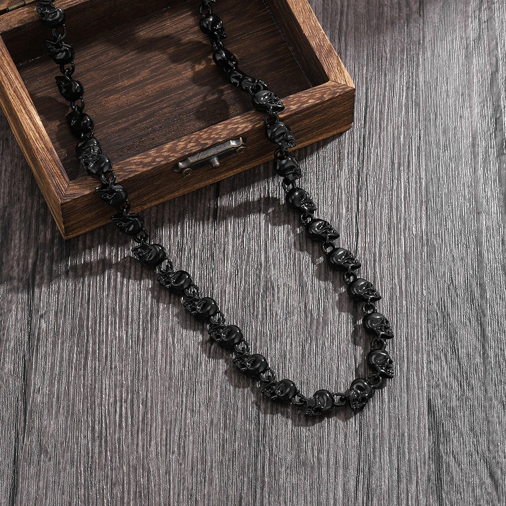 Trendy New Arrival: Skull-Motif Men's Necklace Gothic Dark Retro Punk Style Bold and Versatile Necklace