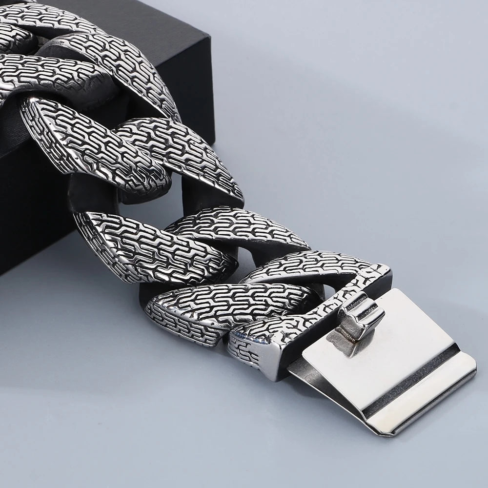 40CM Length 31MM Width Big Curb Cuban Link Chain Necklaces Heavy Stainless Steel On Neck Chains for Women Party Jewelry