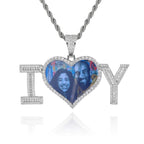 Iced Out Heart Photo Pendant Necklace