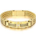 Luxury Bracelet for Men Gold Color 12MM Wide Stainless Steel Square Franco Link Chain Men's Wrist Bracelets With Magnet